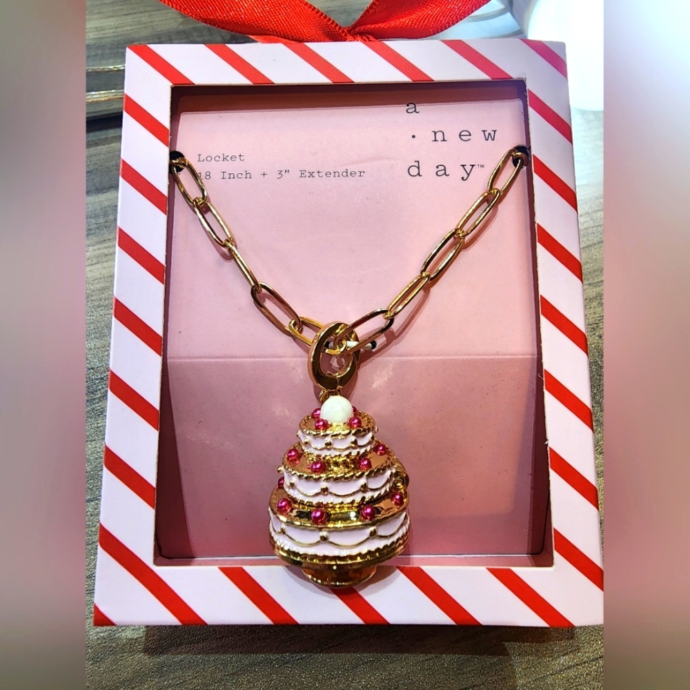 **BRAND NEW IN BOX**  A New Day Gold and Pink Birthday Cake Necklace